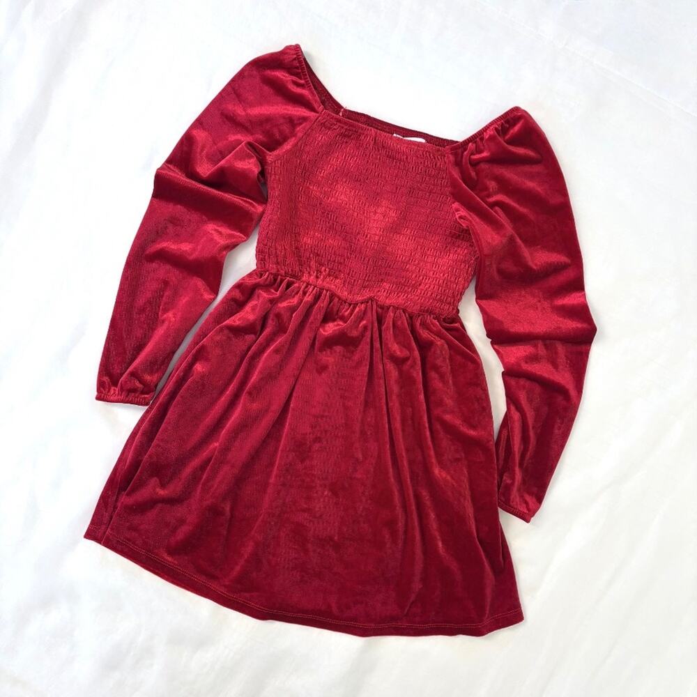 Speechless Kids Velvet Smocked Dress Girls 10 Red Holiday Christmas Party